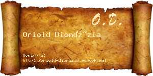 Oriold Dionízia névjegykártya